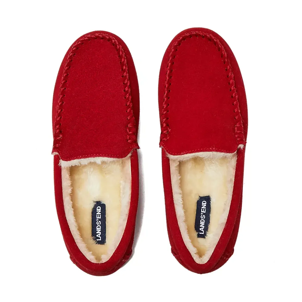 Women's Fuzzy Lined Suede Moccasin Slippers