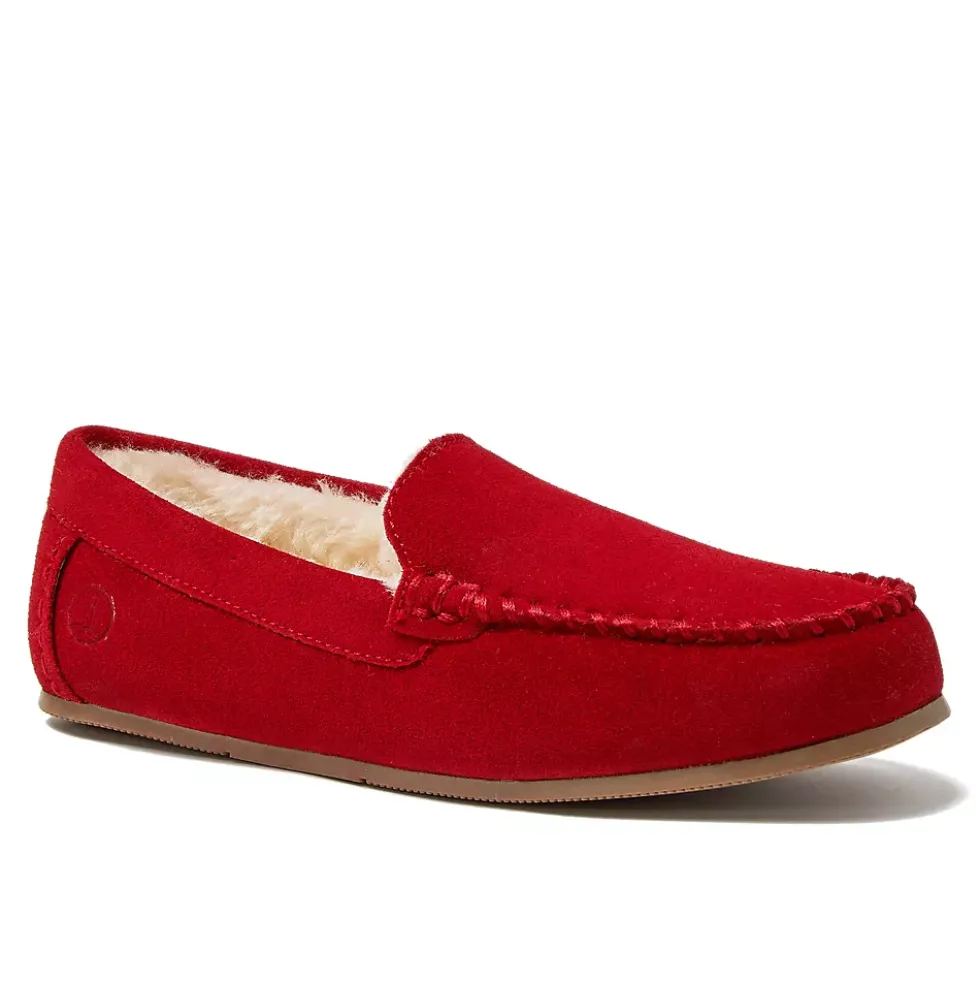 Women's Fuzzy Lined Suede Moccasin Slippers