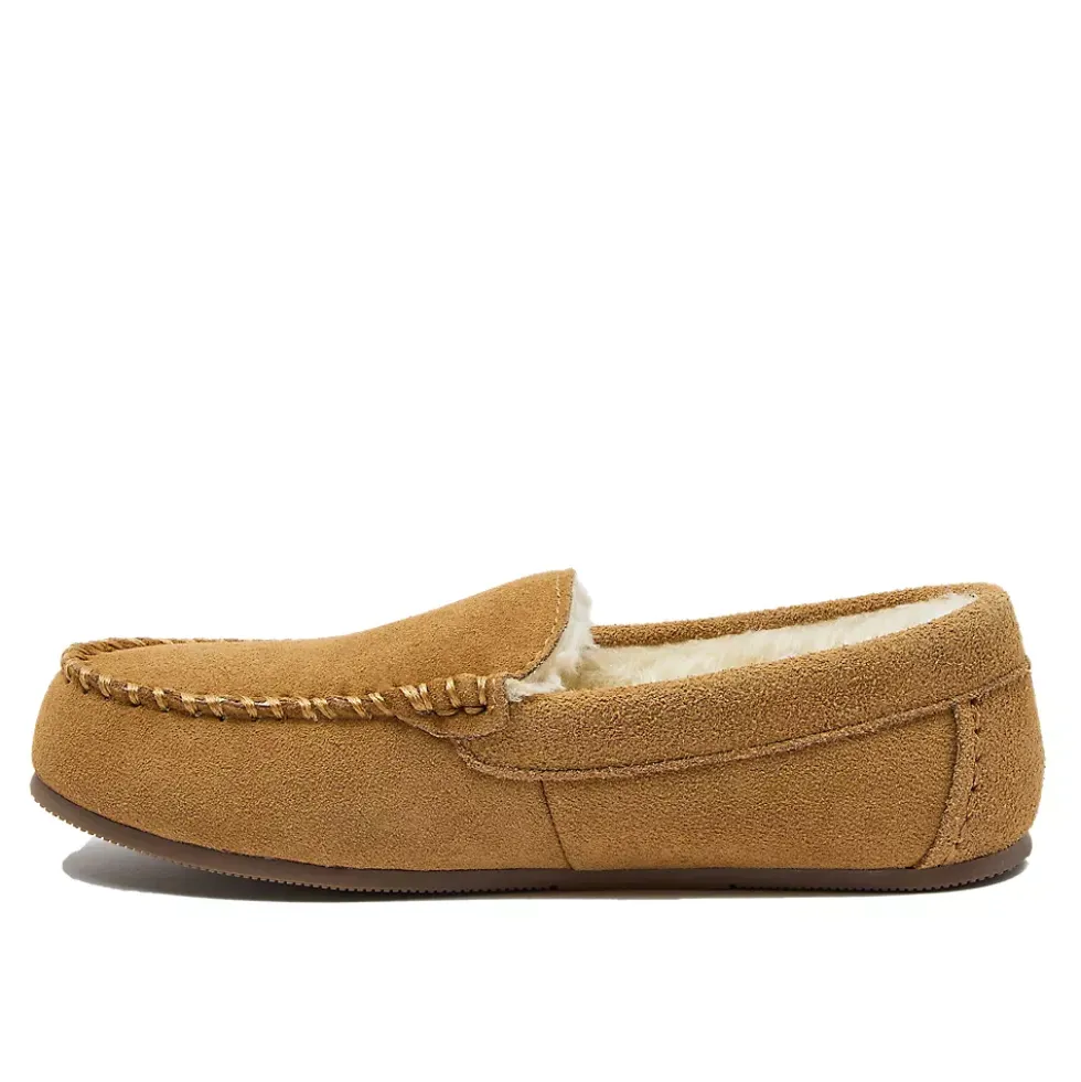 Women's Fuzzy Lined Suede Moccasin Slippers