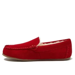 Women's Fuzzy Lined Suede Moccasin Slippers