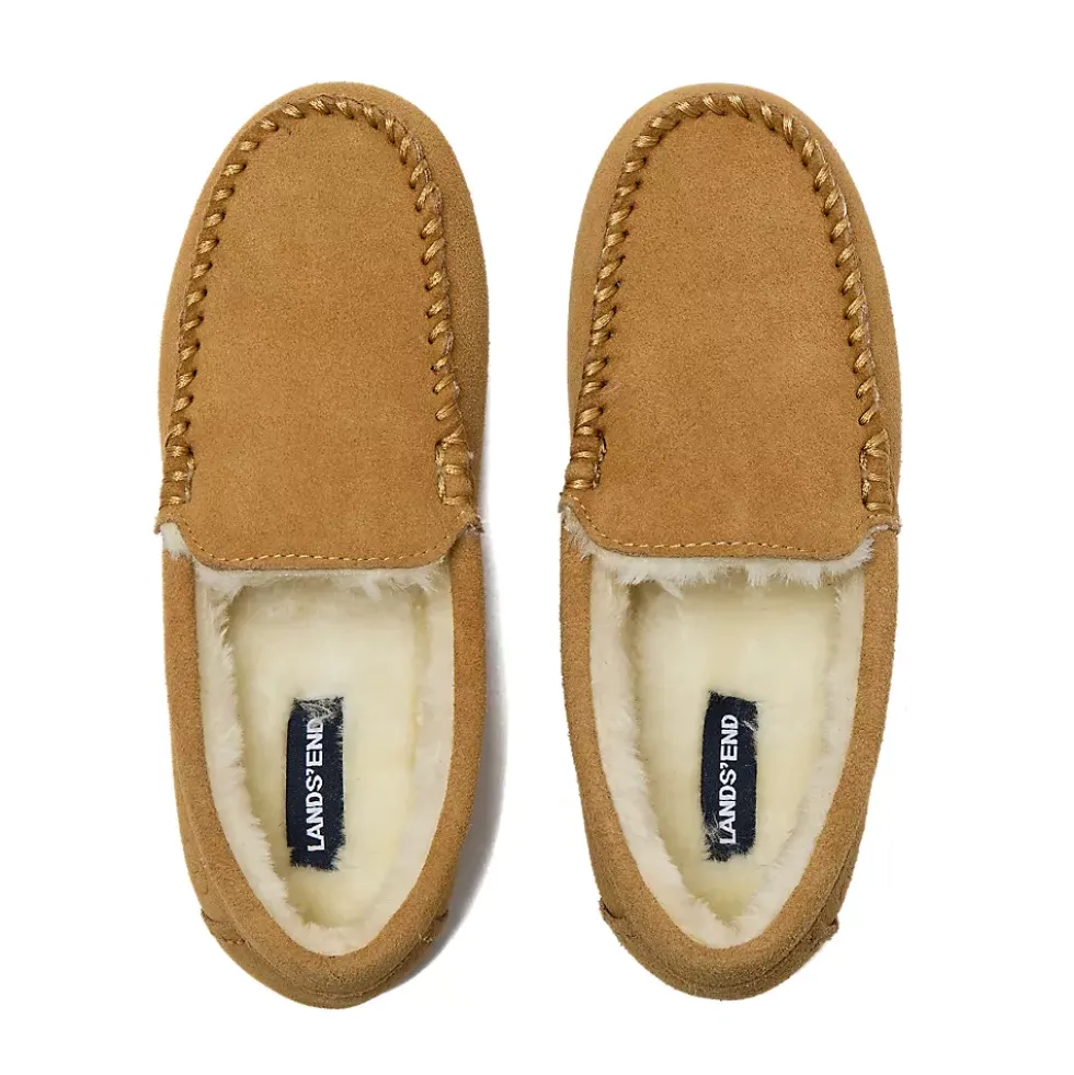 Women's Fuzzy Lined Suede Moccasin Slippers