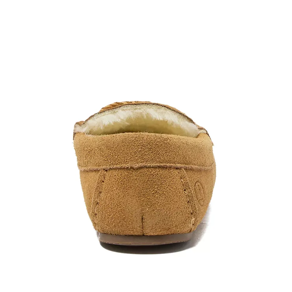Women's Fuzzy Lined Suede Moccasin Slippers