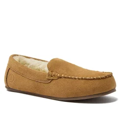 Women's Fuzzy Lined Suede Moccasin Slippers