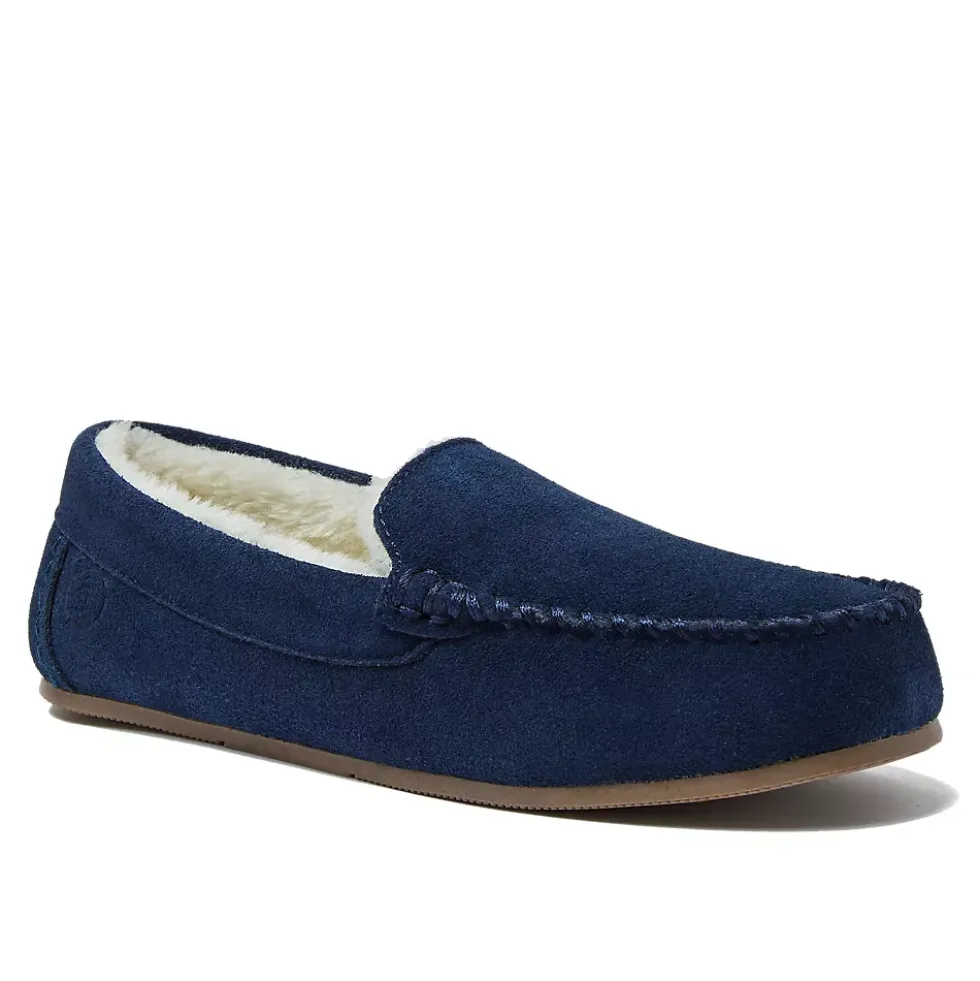 Women's Fuzzy Lined Suede Moccasin Slippers