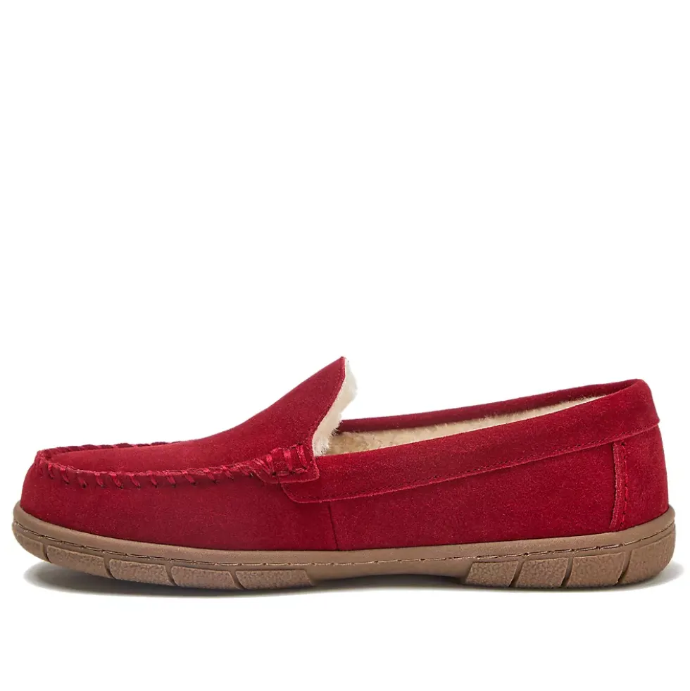 Women's Fuzzy Lined Suede Moccasin Slippers
