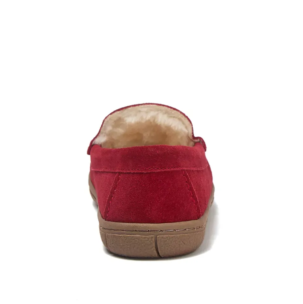 Women's Fuzzy Lined Suede Moccasin Slippers