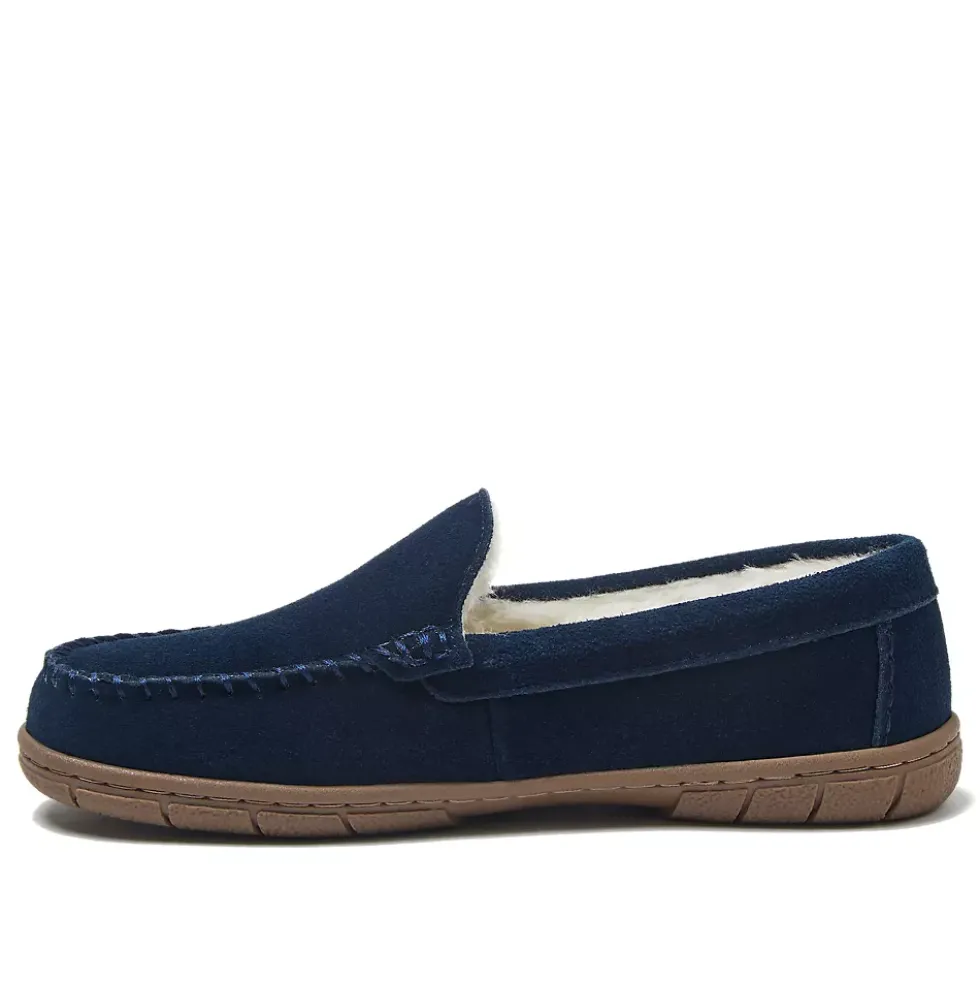 Women's Fuzzy Lined Suede Moccasin Slippers