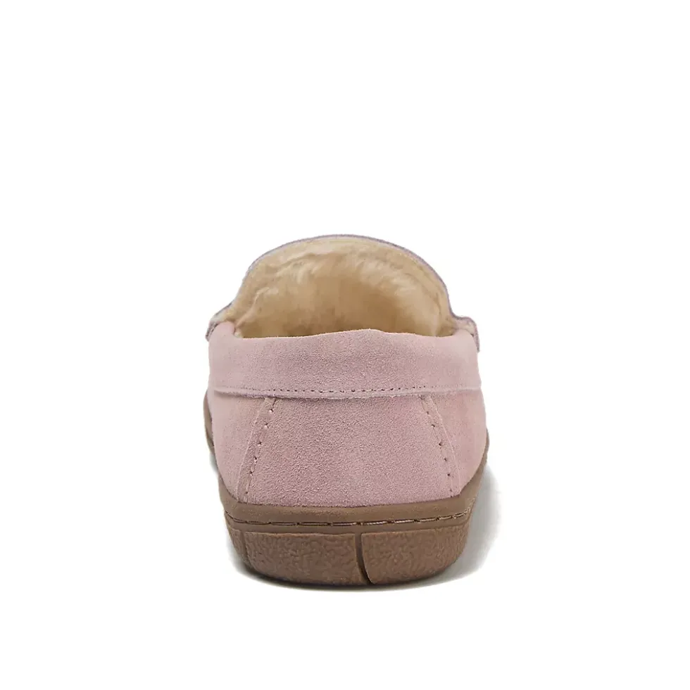 Women's Fuzzy Lined Suede Moccasin Slippers
