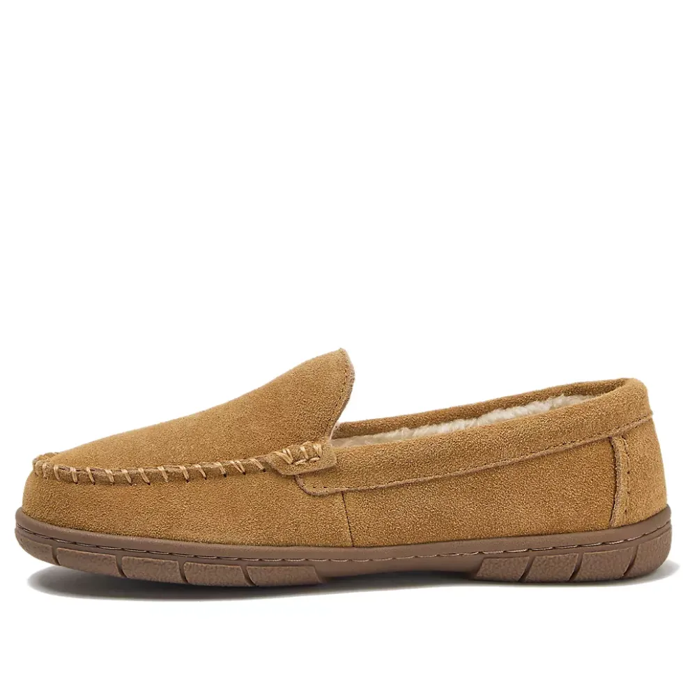 Women's Fuzzy Lined Suede Moccasin Slippers