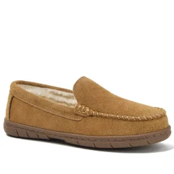 Women's Fuzzy Lined Suede Moccasin Slippers
