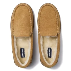 Women's Fuzzy Lined Suede Moccasin Slippers
