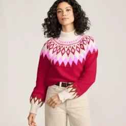 Women's Fuzzy Turtleneck Lantern Sleeve Jacquard Sweater