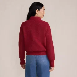 Women's Fuzzy Wedged Quarter Zip Sweater