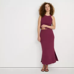 Women's Gassed Cotton Pointelle Halter Top Sweater Set Top