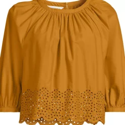 Women's Gathered Eyelet Top