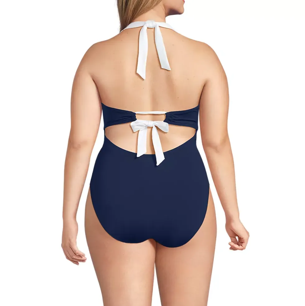 Women's Halter Cut Out High Leg One Piece Swimsuit