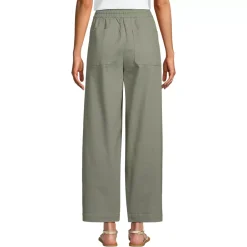 Women's Herringbone Chino High Rise Relaxed Straight Drawstring Ankle Pants