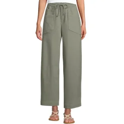 Women's Herringbone Chino High Rise Relaxed Straight Drawstring Ankle Pants