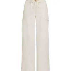Women's Herringbone Chino High Rise Relaxed Straight Drawstring Ankle Pants