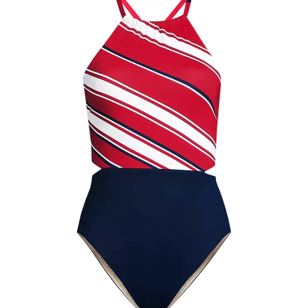 Women's High Neck Monokini High Leg One Piece Swimsuit