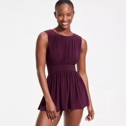 Women's High Neck Ruched Swim Dress