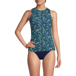 Women's High Neck UPF 50 Sun Protection Modest Tankini Swimsuit Top