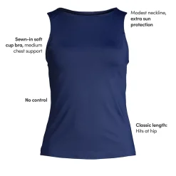 Women's High Neck UPF 50 Sun Protection Modest Tankini Swimsuit Top