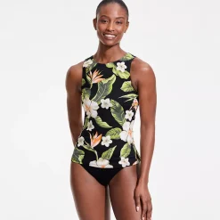 Women's High Neck UPF 50 Sun Protection Modest Tankini Swimsuit Top