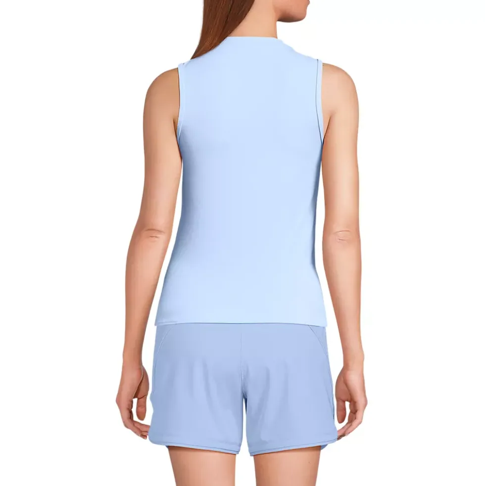 Women's High Neck Zip Front Tankini Top