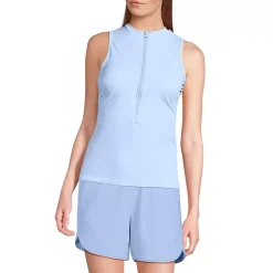 Women's High Neck Zip Front Tankini Top