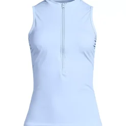Women's High Neck Zip Front Tankini Top