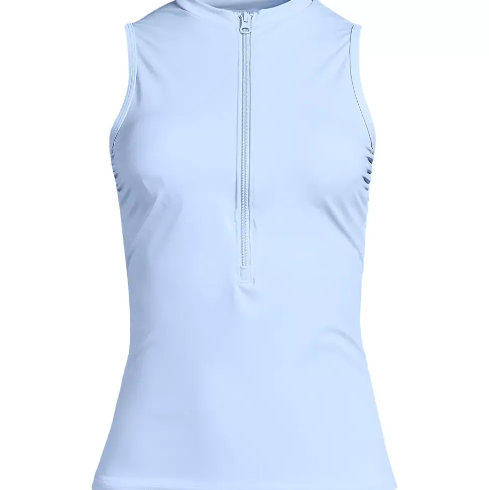 Women's High Neck Zip Front Tankini Top