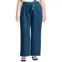 Women's High Ridge Twill Pull On Pleated Wide Leg Pants
