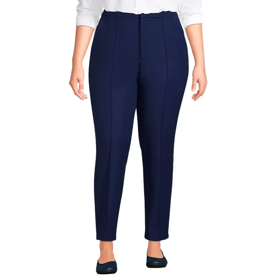 Women's High Rise Bi Stretch Pintuck Pencil Ankle Pants