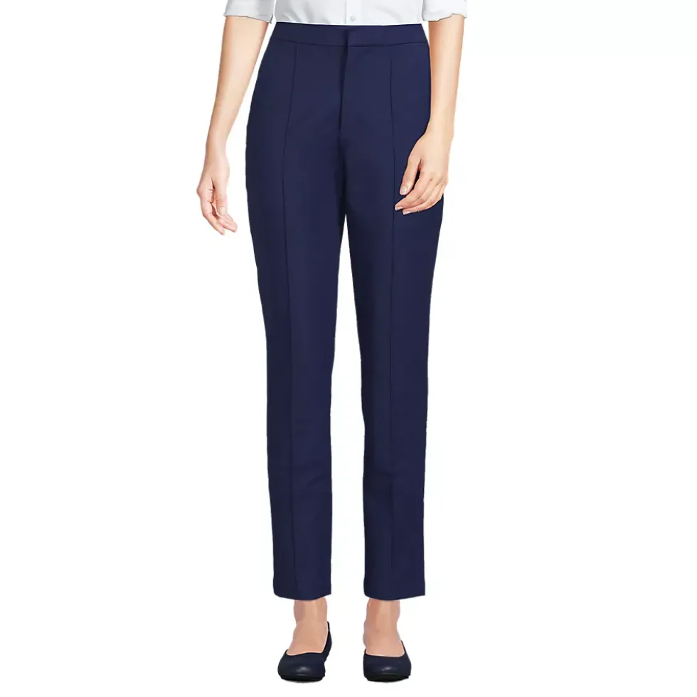 Women's High Rise Bi Stretch Pintuck Pencil Ankle Pants