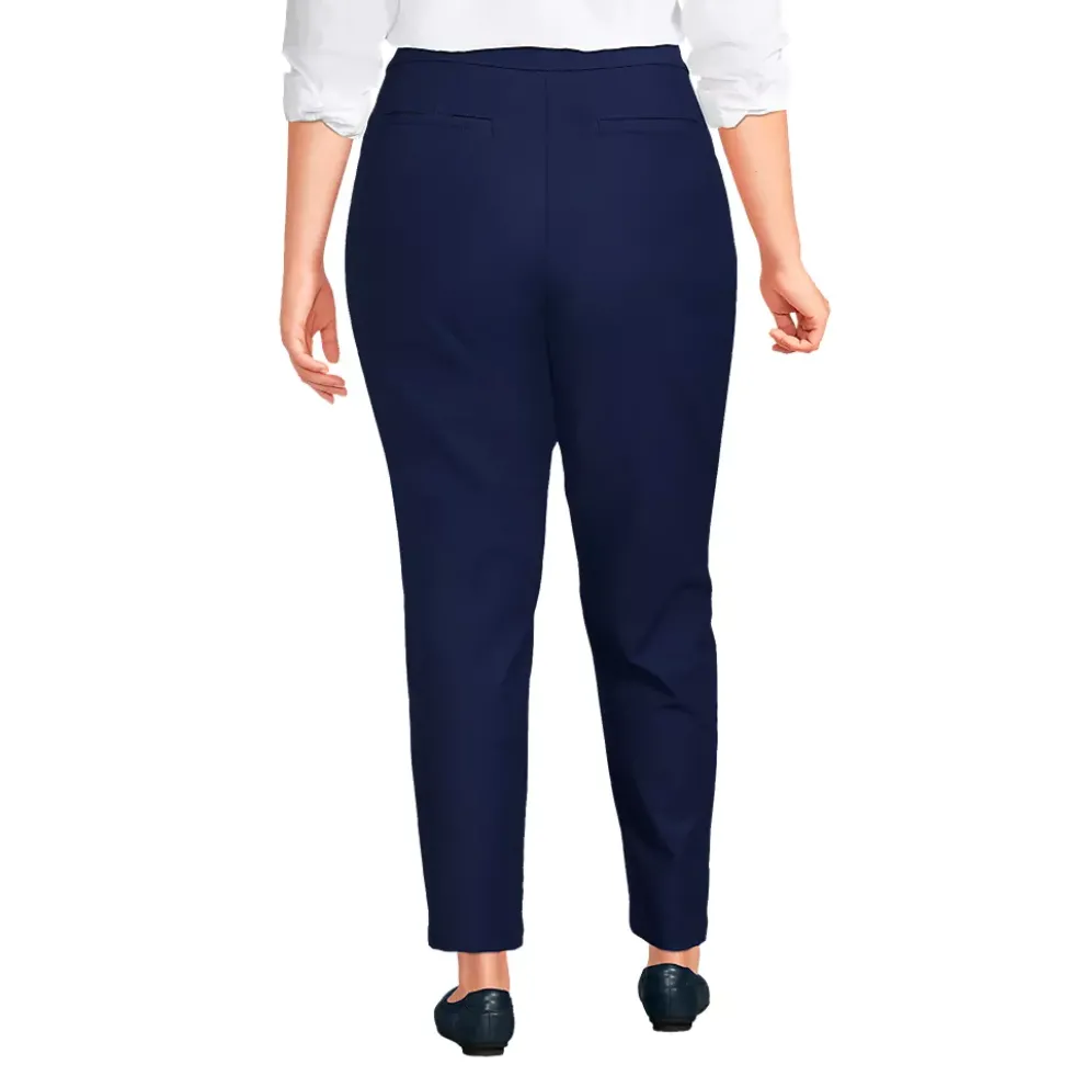 Women's High Rise Bi Stretch Pintuck Pencil Ankle Pants