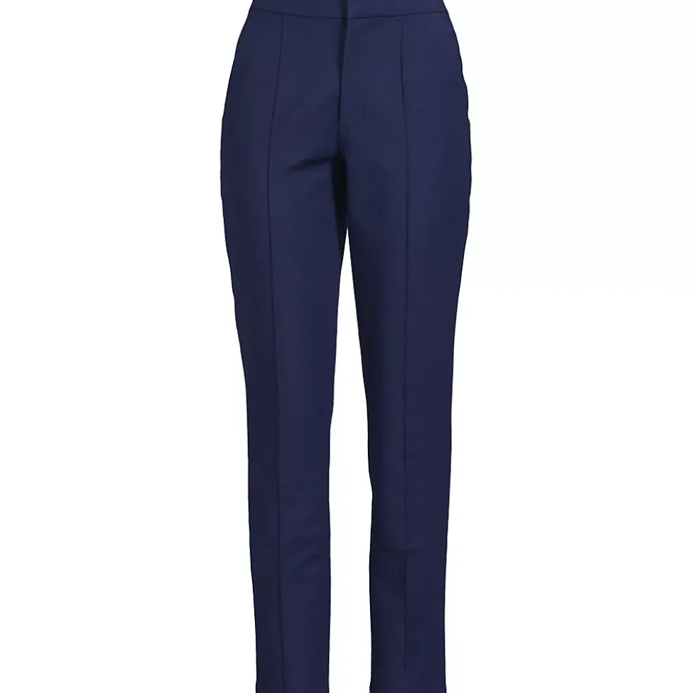Women's High Rise Bi Stretch Pintuck Pencil Ankle Pants