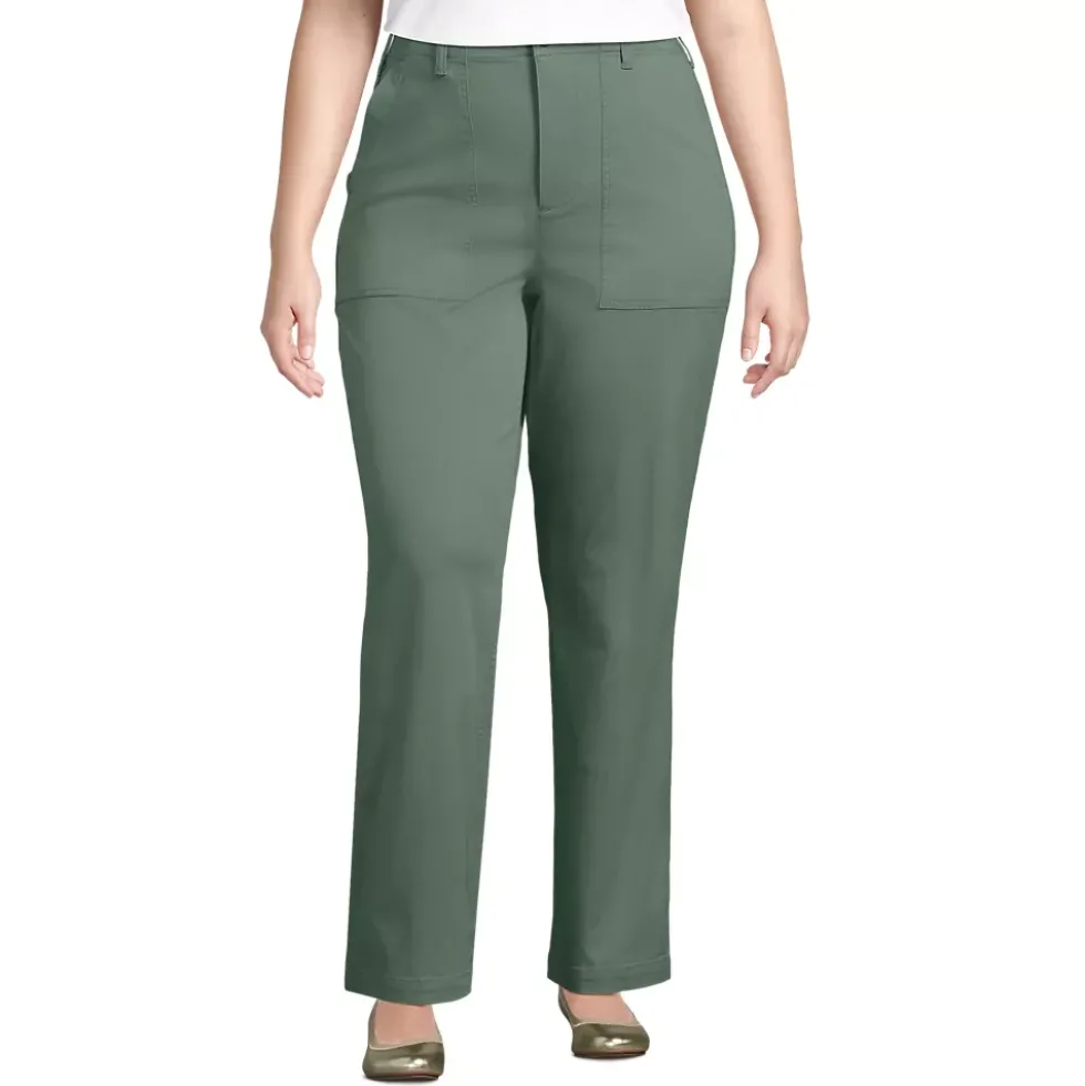 Women's High Rise Chino Utility Straight Leg Pants