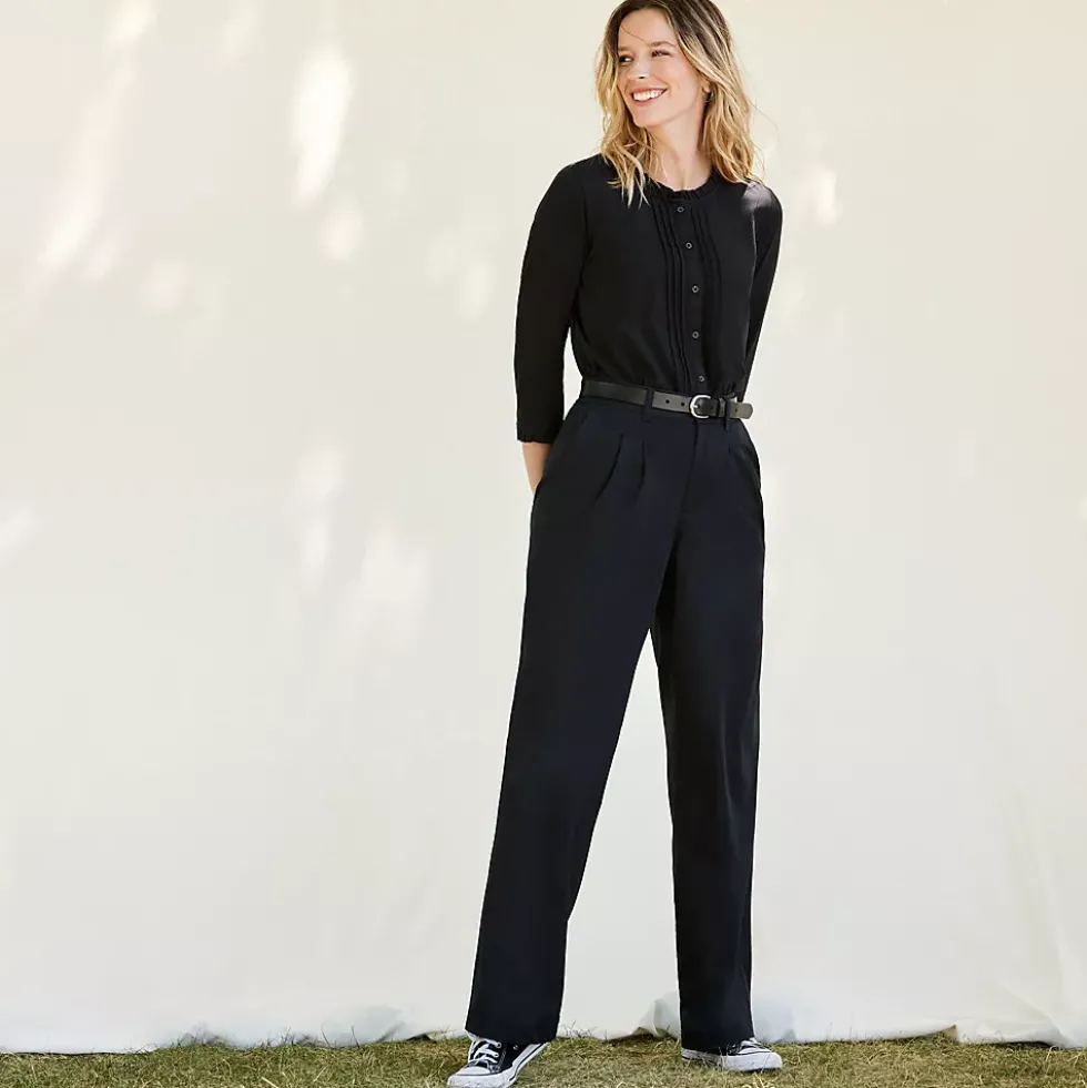 Women's High Rise Crisp Poplin Chino Wide Leg Pants