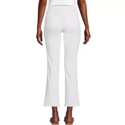 Women's High Rise Denim Button Front Kick Flare Crop Jeans