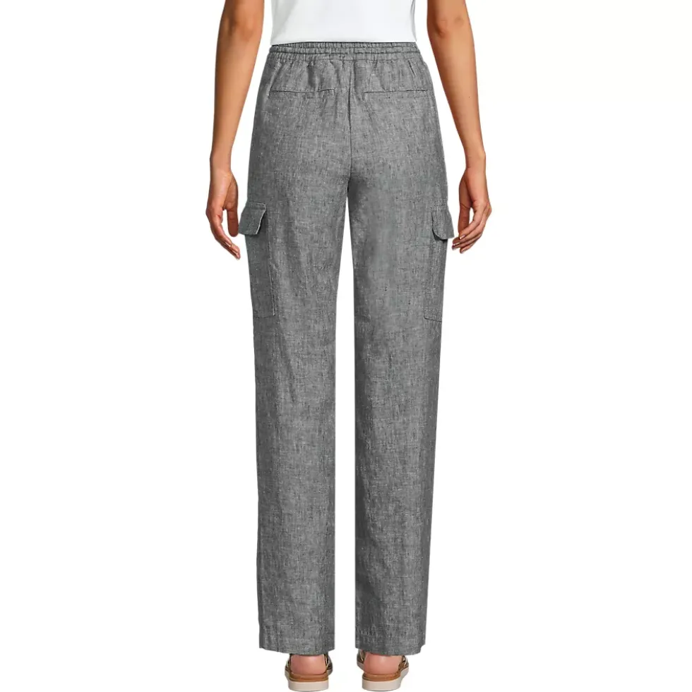 Women's High Rise Drawstring Linen Cargo Pants