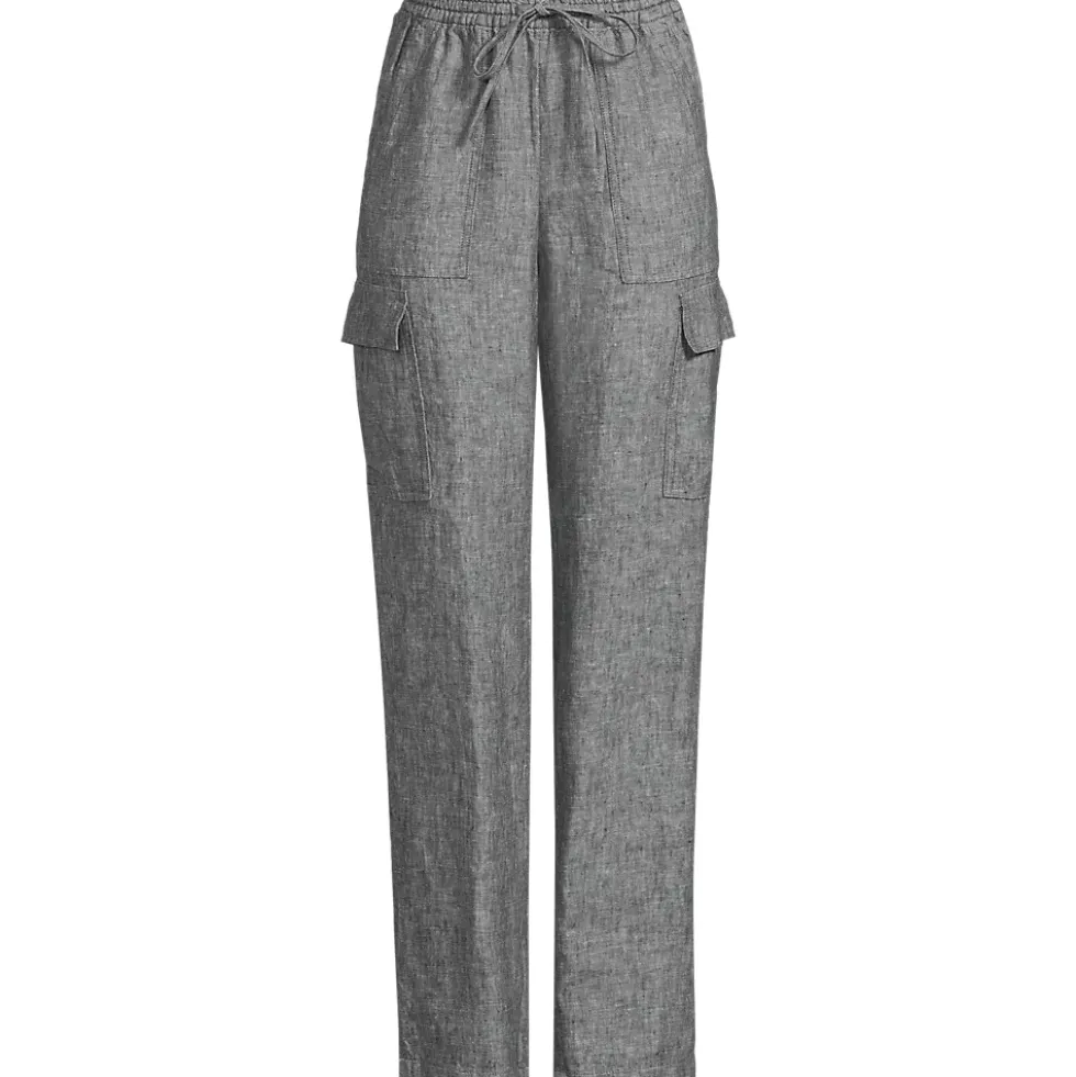 Women's High Rise Drawstring Linen Cargo Pants