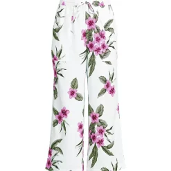 Women's High Rise Drawstring Linen Wide Leg Crop Pants
