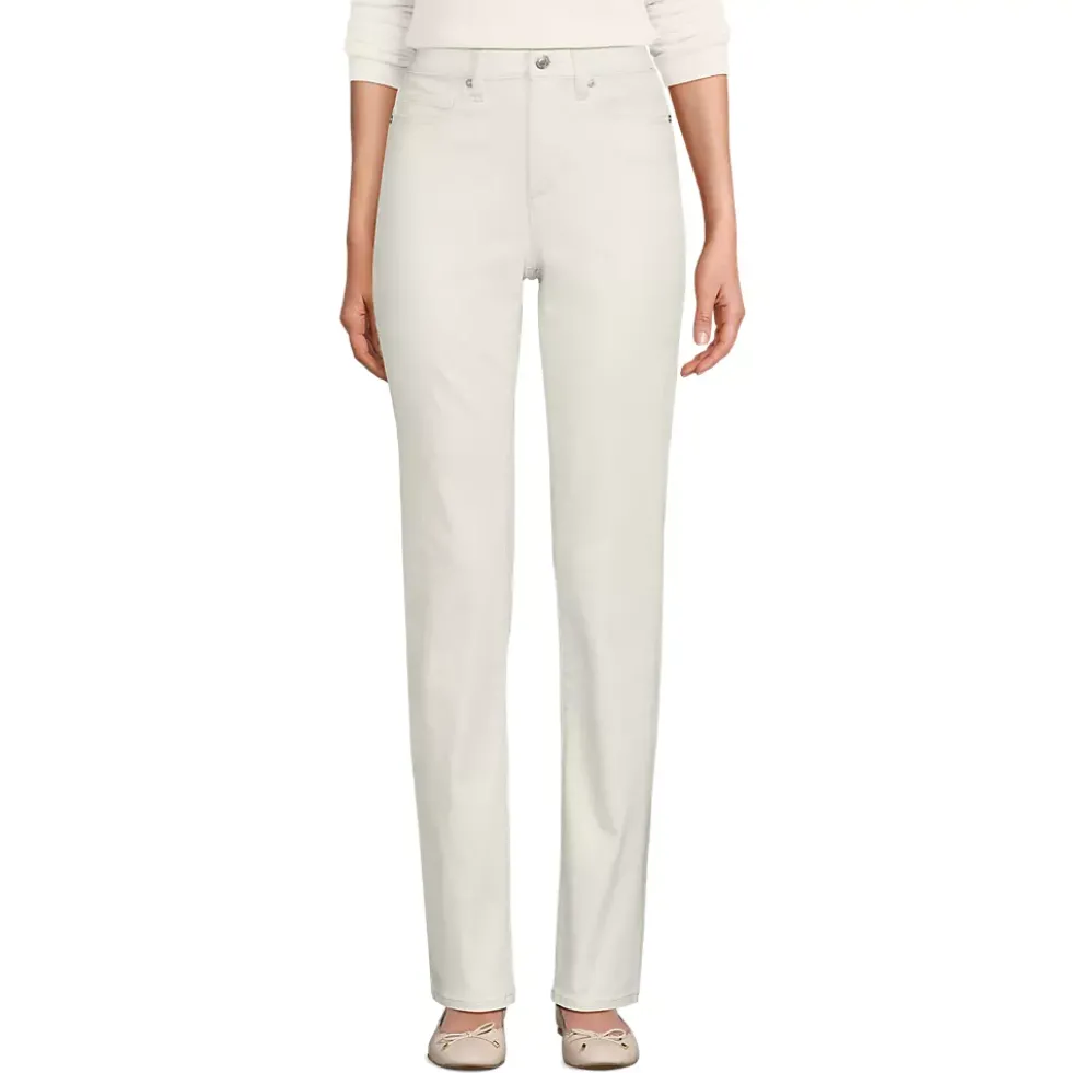 Women's High Rise Metallic Coated Denim Straight Leg Jeans