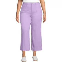 Women's High Rise Patch Pocket Wide Leg Chino Crop Pants
