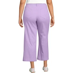 Women's High Rise Patch Pocket Wide Leg Chino Crop Pants