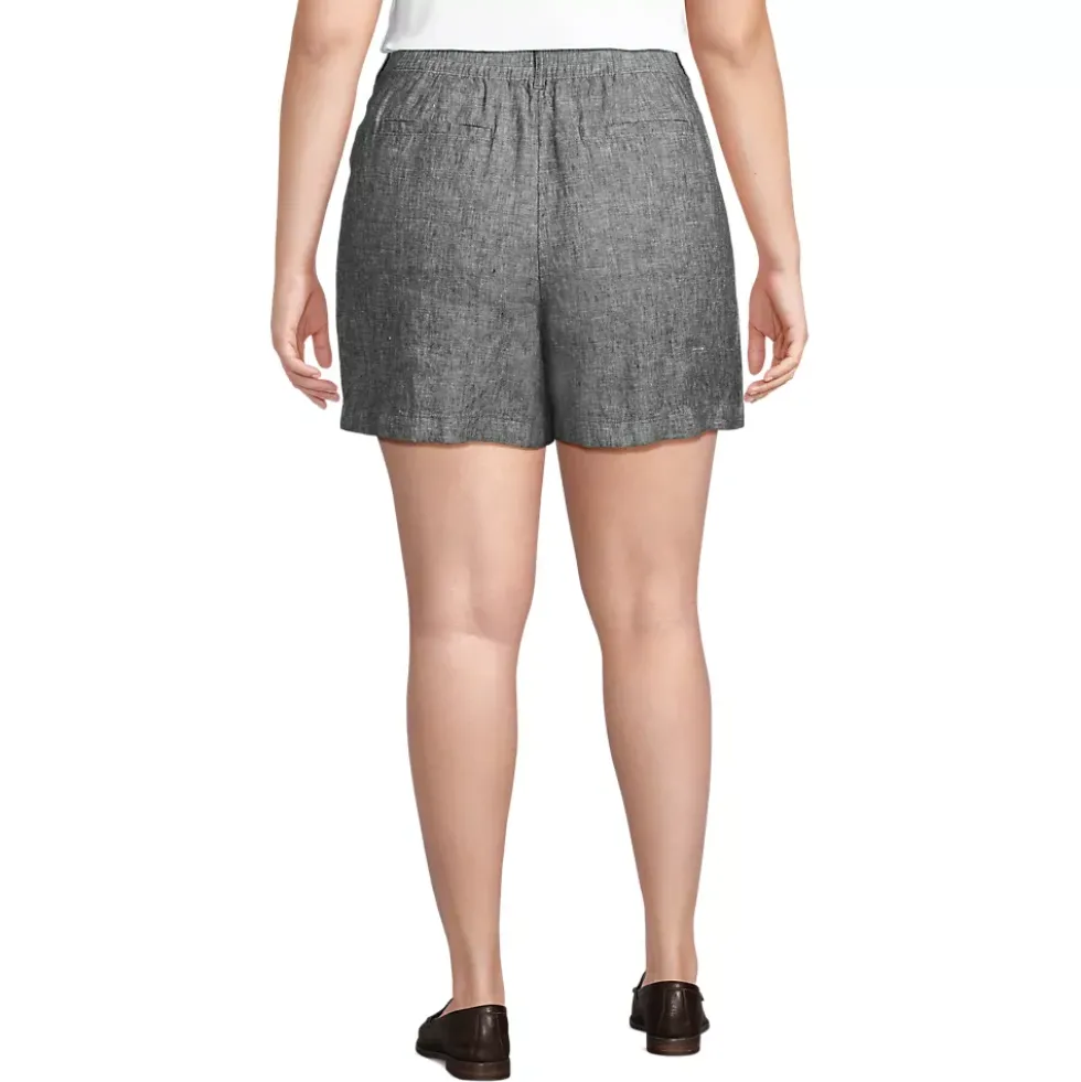 Women's High Rise Pleated A-line 5" Linen Shorts