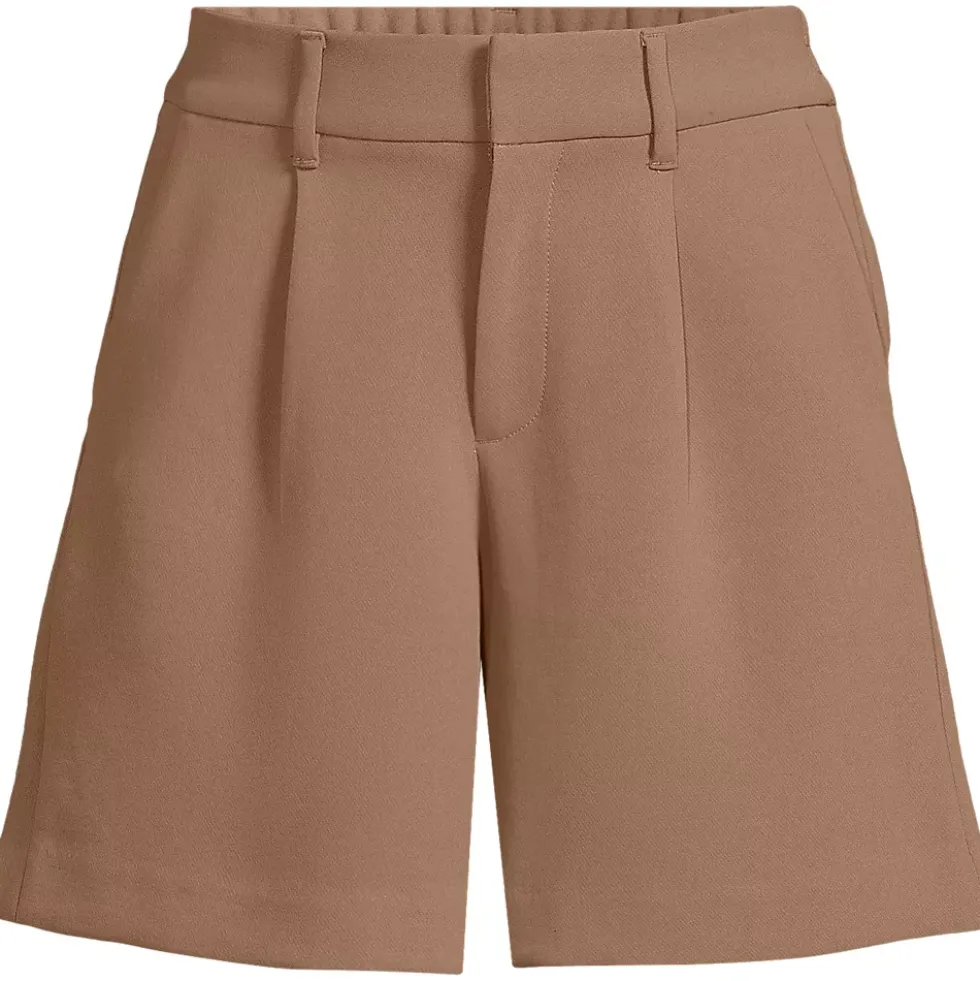 Women's High Rise Pleated Crepe 7" Shorts
