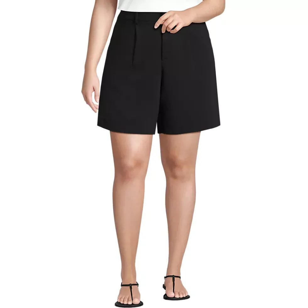 Women's High Rise Pleated Crepe 7" Shorts