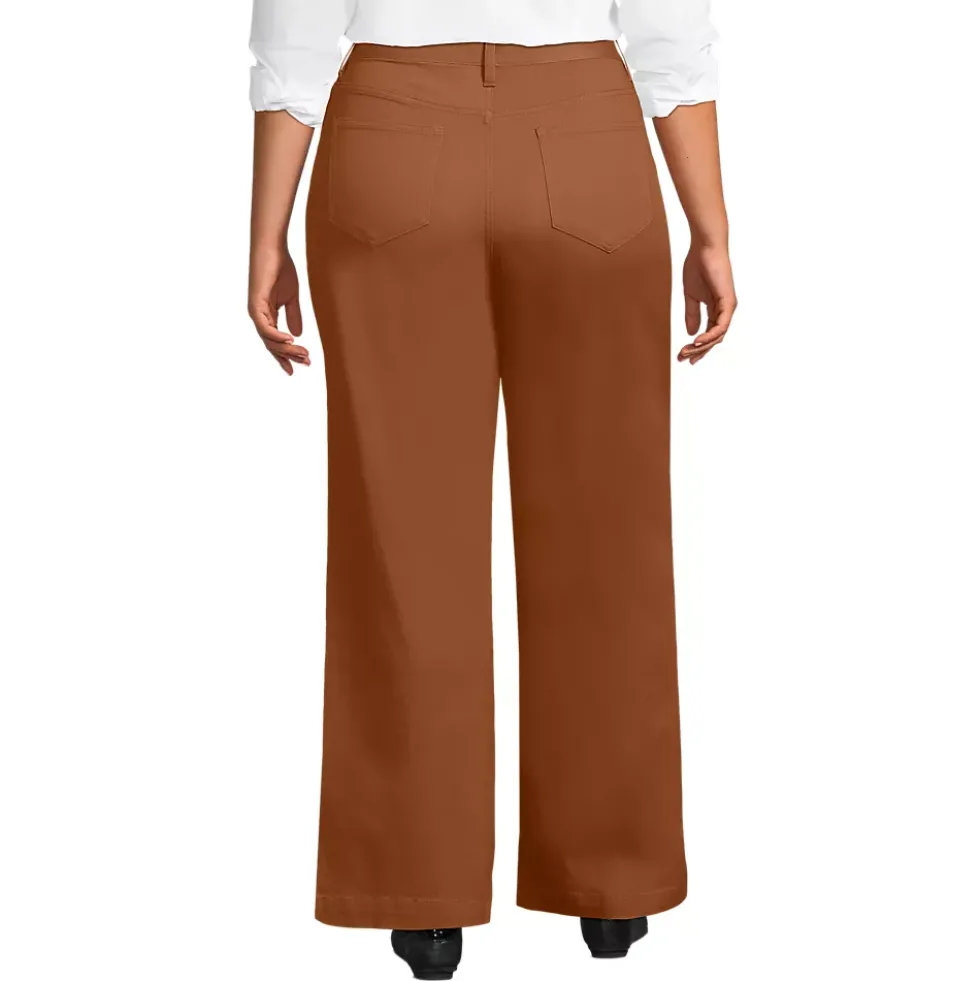 Women's High Rise 5 Pocket Wide Leg Chino Pants